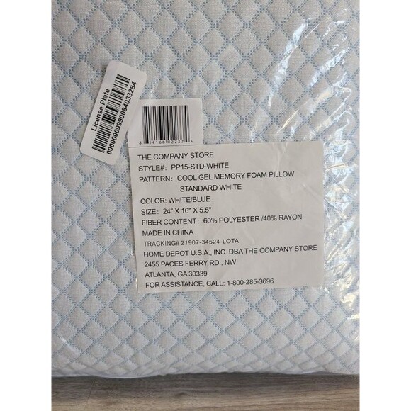 Cooling Gel Memory Foam Pillow White – The Company Store Standard Size - Picture 2 of 4